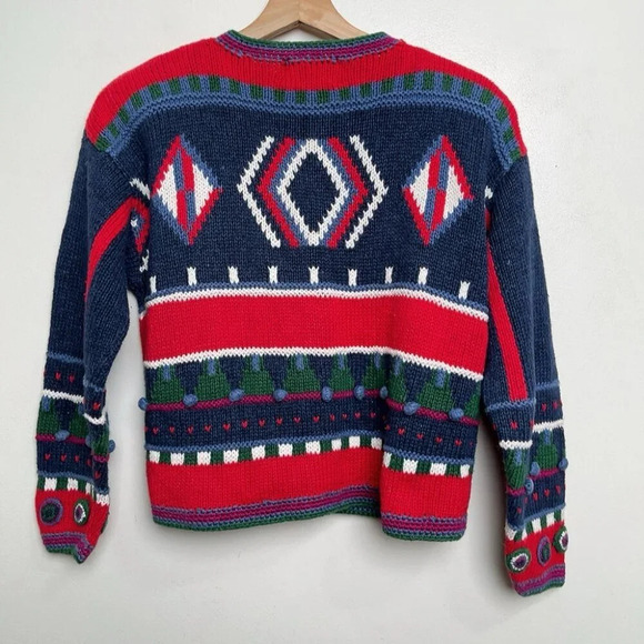 Funsport Womens Small Multicolor  Chunky Ramie Cotton Button Round Neck Cardigan - Picture 15 of 15